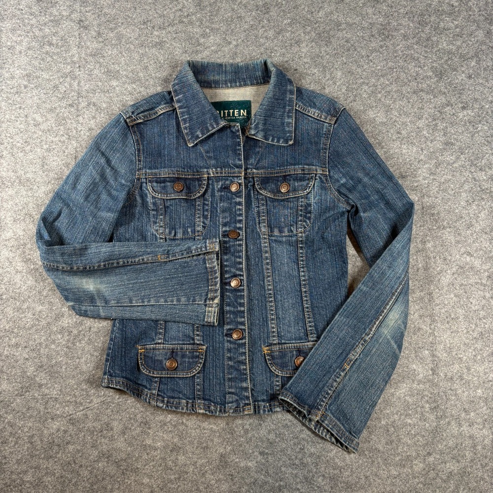 Bitten Denim Jacket Womens Medium Blue SJP Sarah Jessica Parker Trucker Jean - Picture 4 of 12